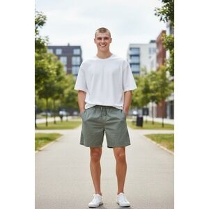 Jachs‎ XL Mens Green Casual Shorts Elastic Waist Drawstring Summer